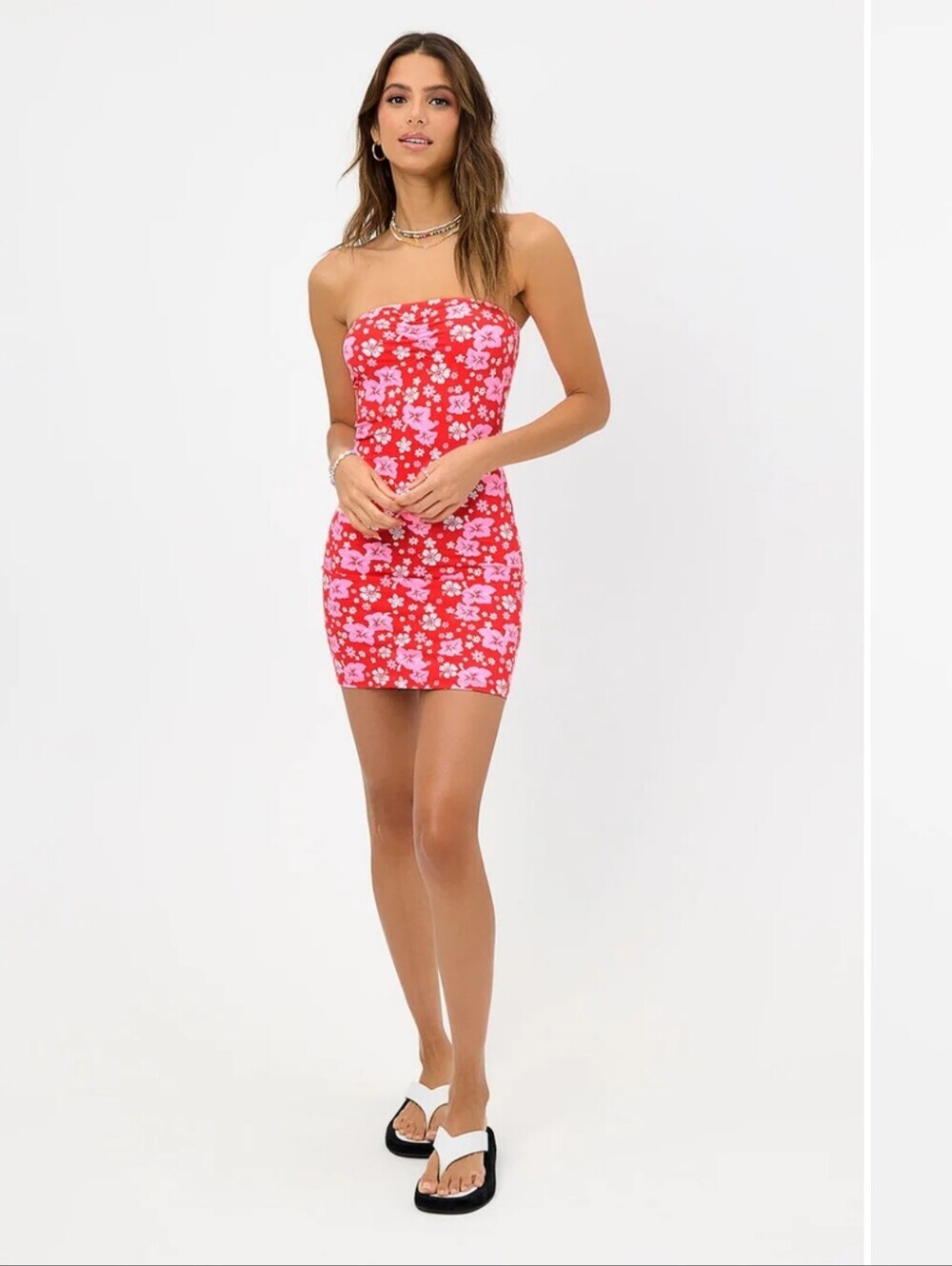 Frankie's Bikinis Palmer Floral Strapless Tube Dress In Coconut Girl